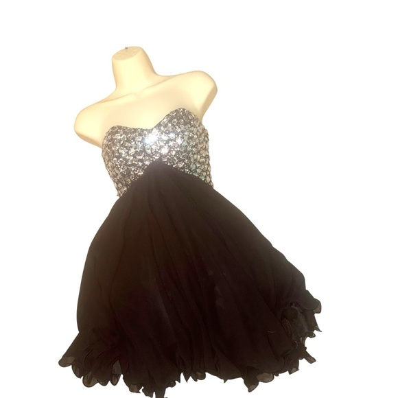 Strapless Sequin Black Dress - Picture 2 of 14